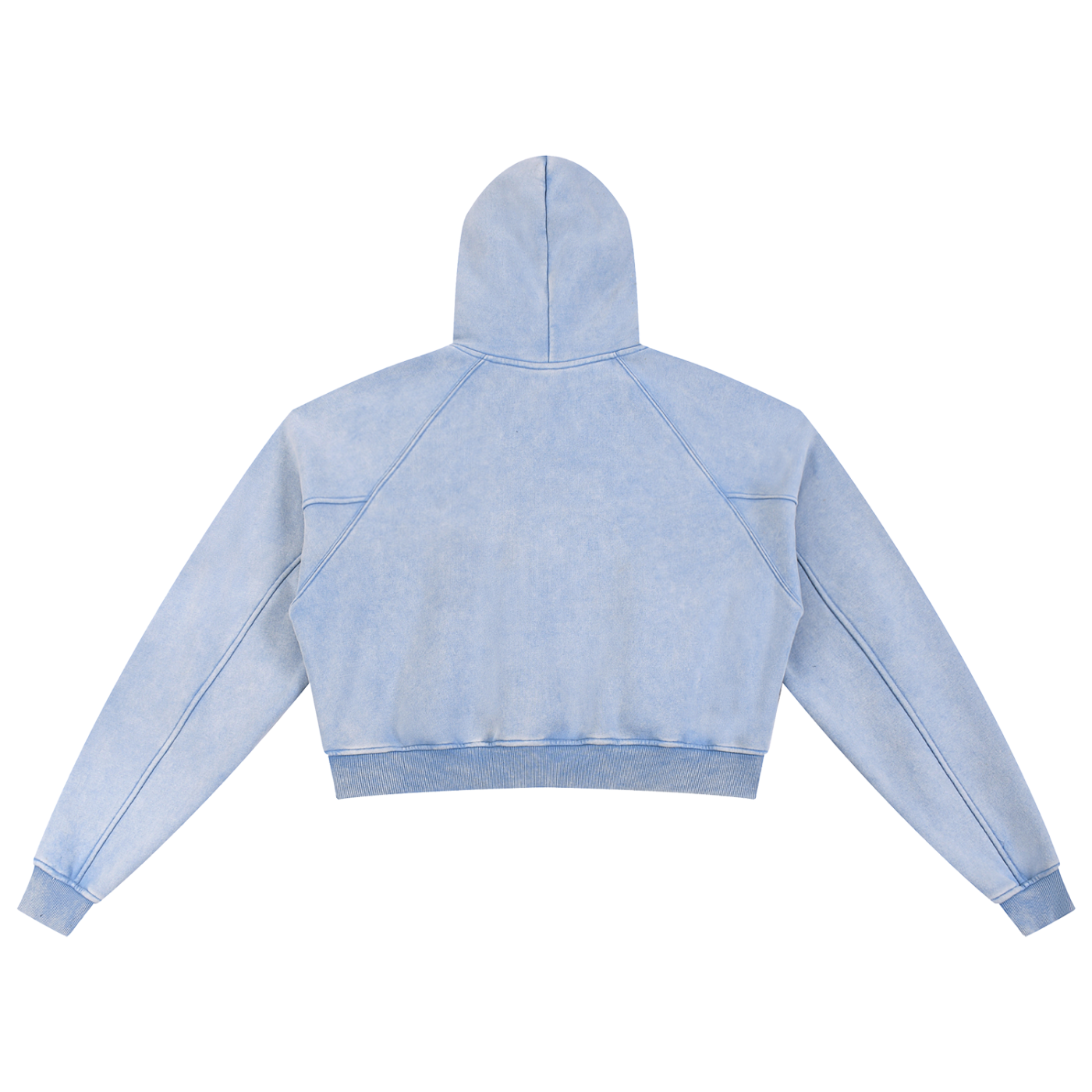 B67 Cropped Snow-Wash Hoodie in Blue Drip Finish