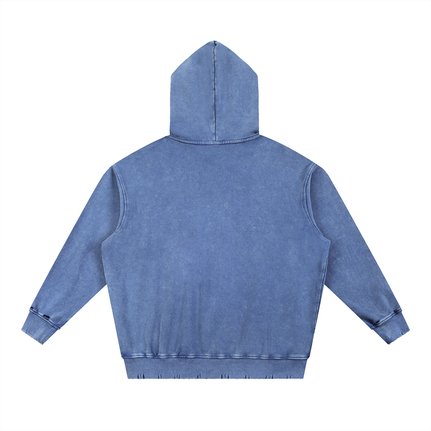 B67 Snow Wash Hand-Frayed Heavyweight Hoodie – Royal Blue Edition