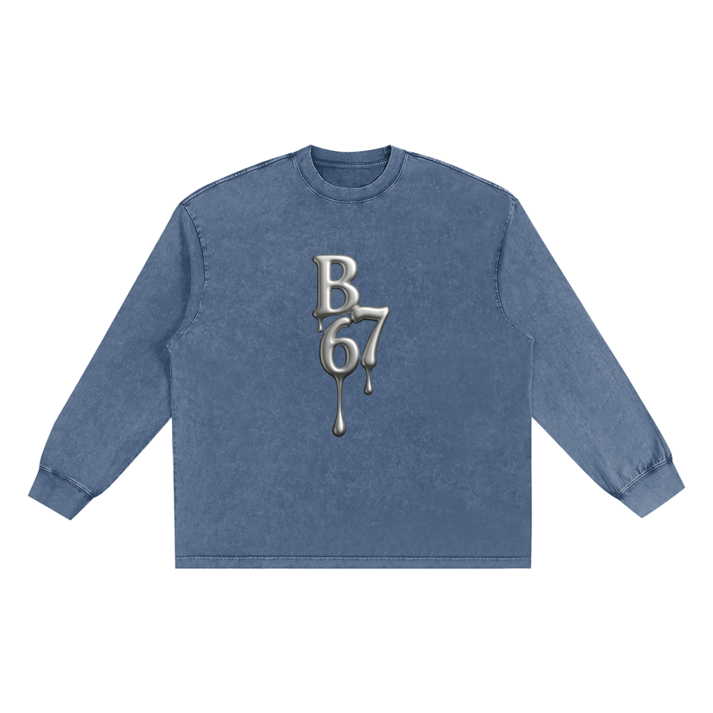 B67 Crewneck Snow Washed Frayed Edge T-Shirt