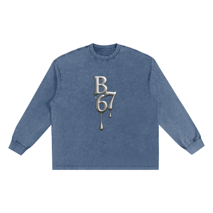 B67 Crewneck Snow Washed Frayed Edge T-Shirt