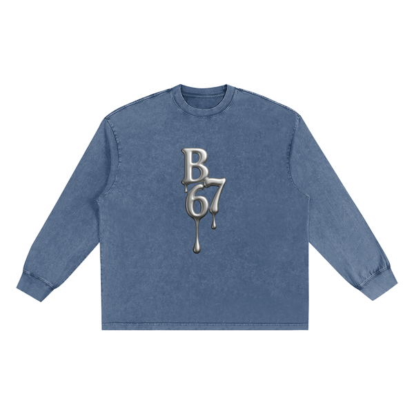 B67 Crewneck Snow Washed Frayed Edge T-Shirt