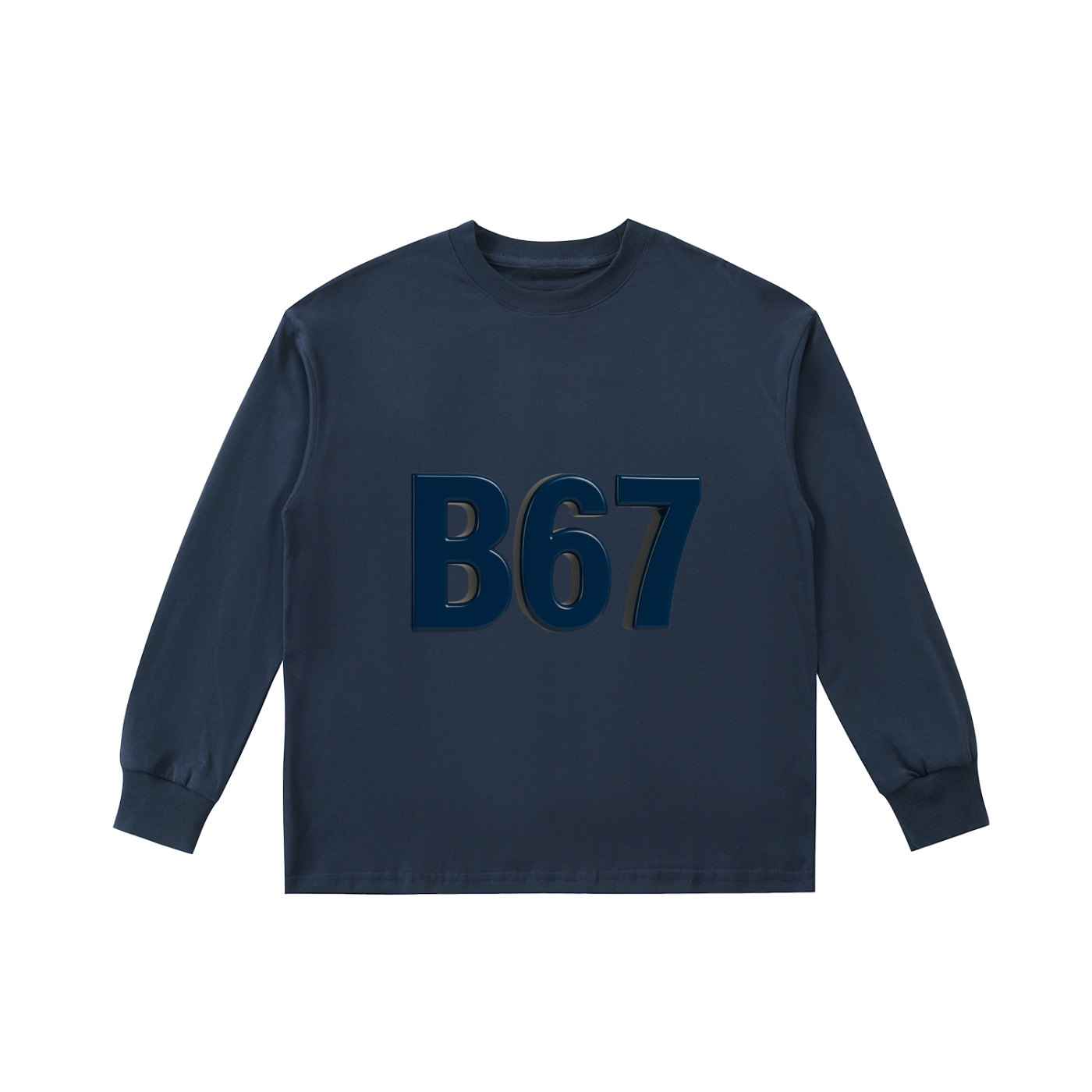 B67 Kids’ Cotton Long-Sleeve Tee –Black with Blue Letters