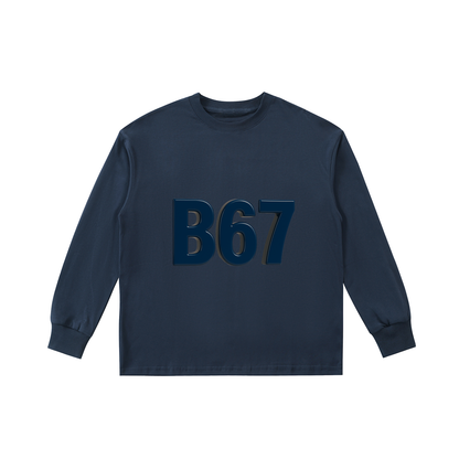 B67 Kids’ Cotton Long-Sleeve Tee –Black with Blue Letters