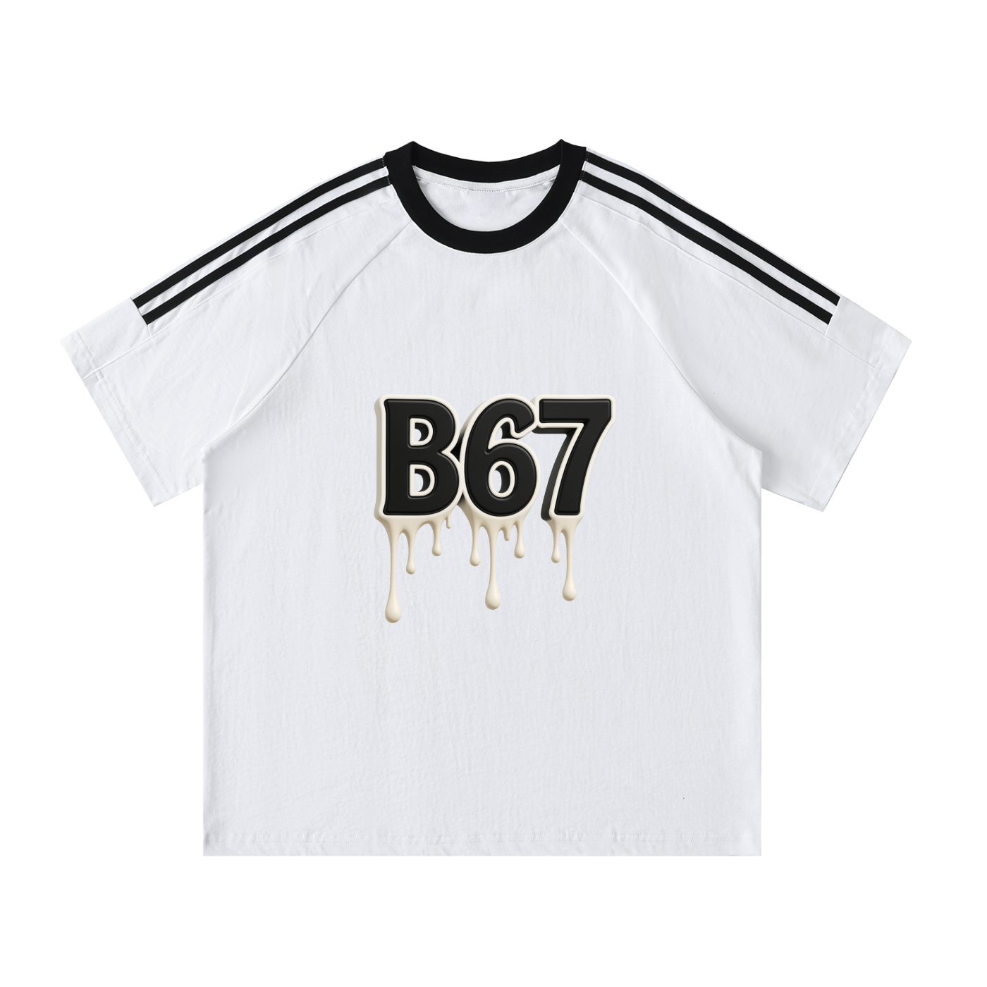 B67 Contrast Tape Crewneck Cotton T-Shirt