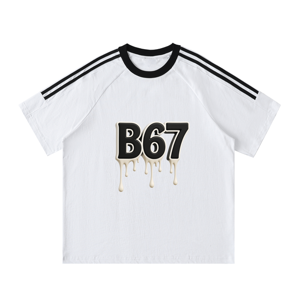 B67 Contrast Tape Crewneck Cotton T-Shirt