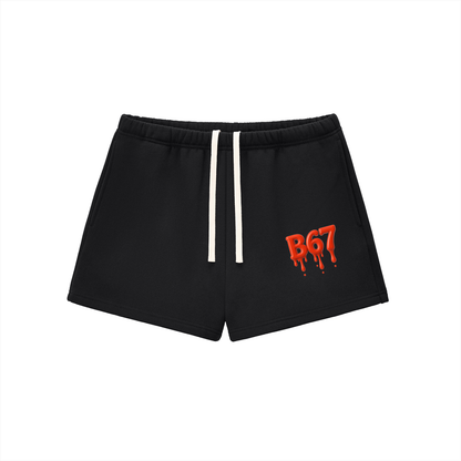 B67 Red Drip Fleece Sweat shorts (Black/ Red)