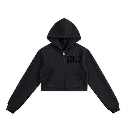 Essential Cropped Zip-Up Hoodie