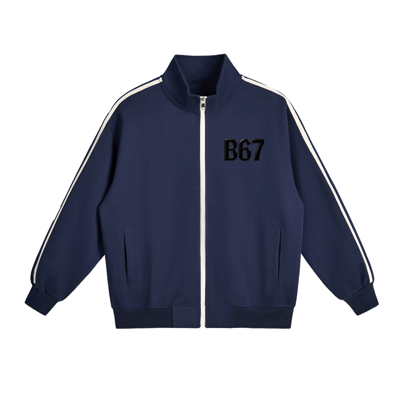 Contrast Side-Stripe Stand Collar  Jacket