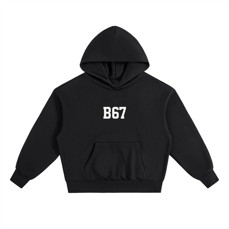 B67 Heavyweight Fleece Hoodie – Black on White Edition