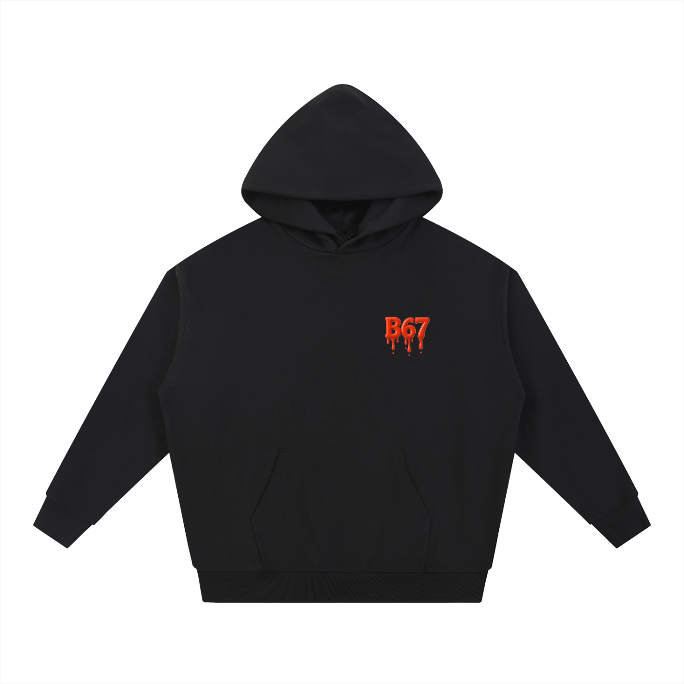 B67 Core Black Red Heavyweight Hoodie