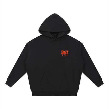 B67 Core Black Red Heavyweight Hoodie