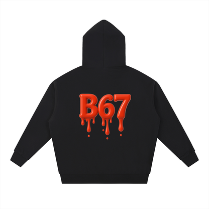 B67 Core Black Red Heavyweight Hoodie