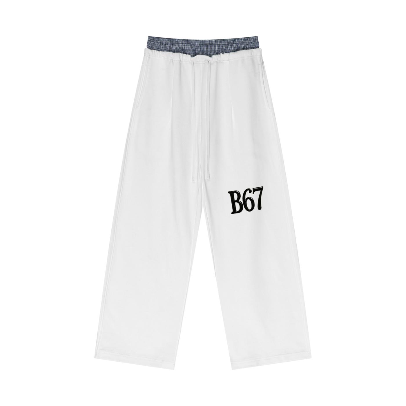 Plaid Contrast Waist Pants