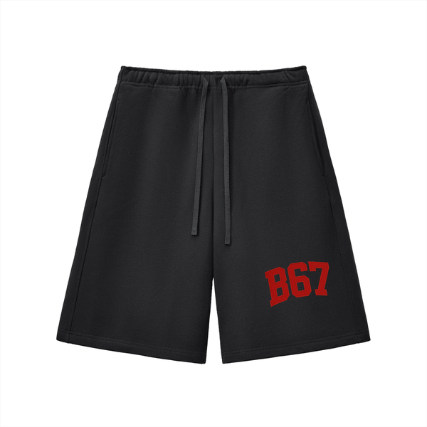 B67 Heavyweight Fleece Shorts – White / Red letters Edition