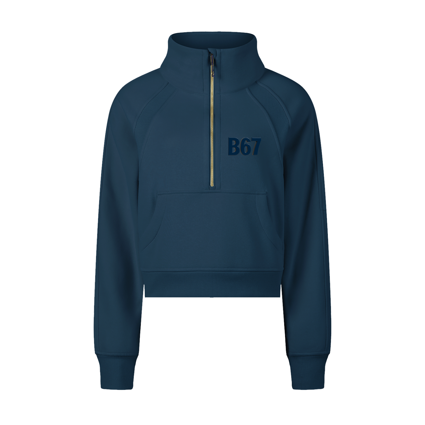 B67 Blue on Blue Half-Zip Crop Sweatshirt