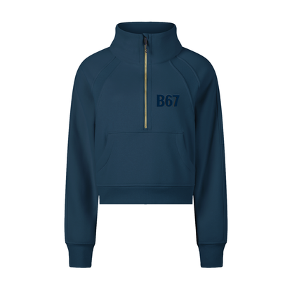 B67 Blue on Blue Half-Zip Crop Sweatshirt