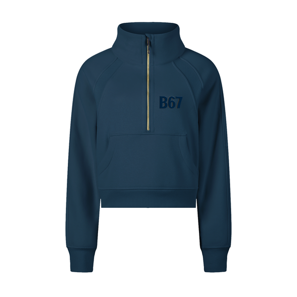 B67 Blue on Blue Half-Zip Crop Sweatshirt