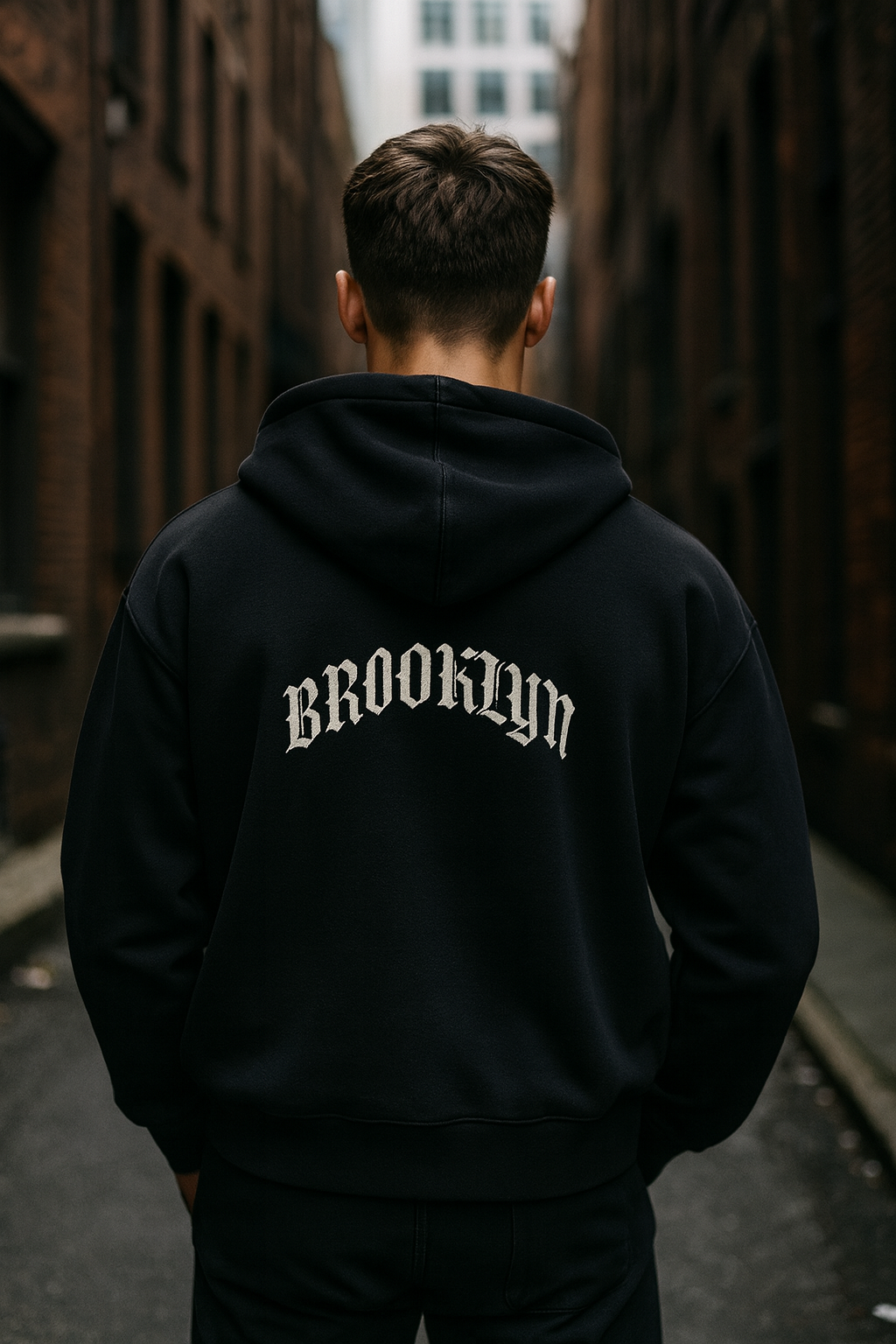 B67 Full-Zip Boxy Hoodie – Black on Silver Drip Edition