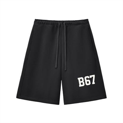 B67 Heavyweight Fleece Shorts – Black / white letters Edition