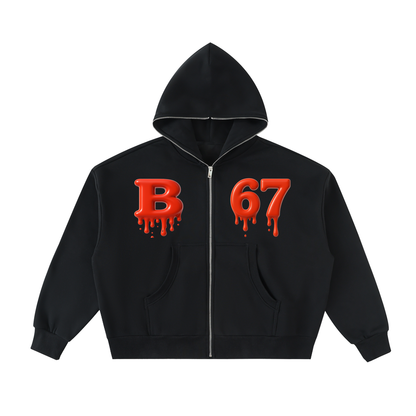 B67 Fleeced Full-Zip Boxy Hoodie