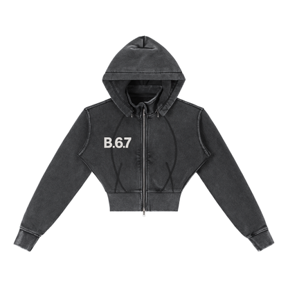 Vintage Washed Cropped Fleece Hoodie