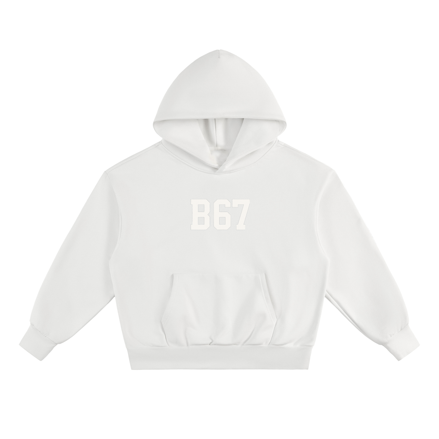 B67 Heavyweight Fleece Hoodie – White on white Edition