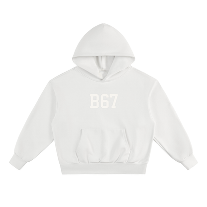 B67 Heavyweight Fleece Hoodie – White on white Edition