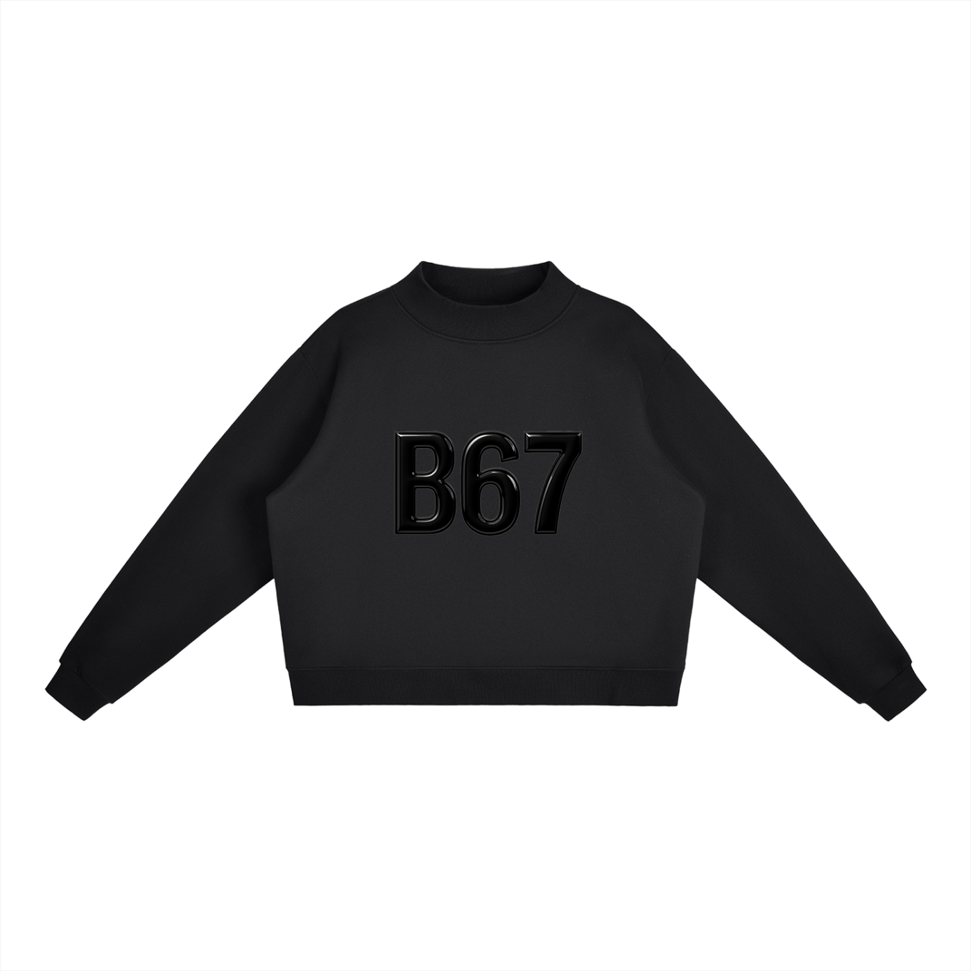 B67 Fleece Mock-Neck Crew Sweatshirt – Black Edition
