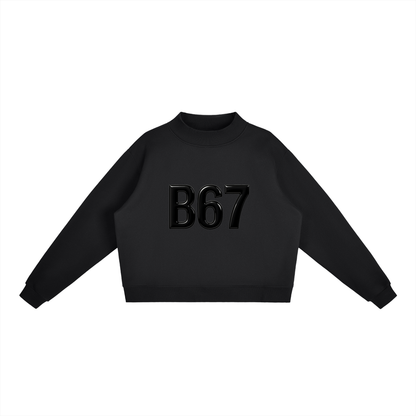 B67 Fleece Mock-Neck Crew Sweatshirt – Black Edition