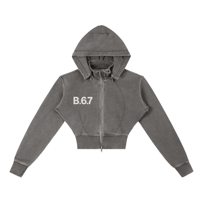 Vintage Washed Cropped Fleece Hoodie