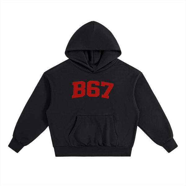 B67 Heavyweight Fleece Hoodie – Black on Red Edition