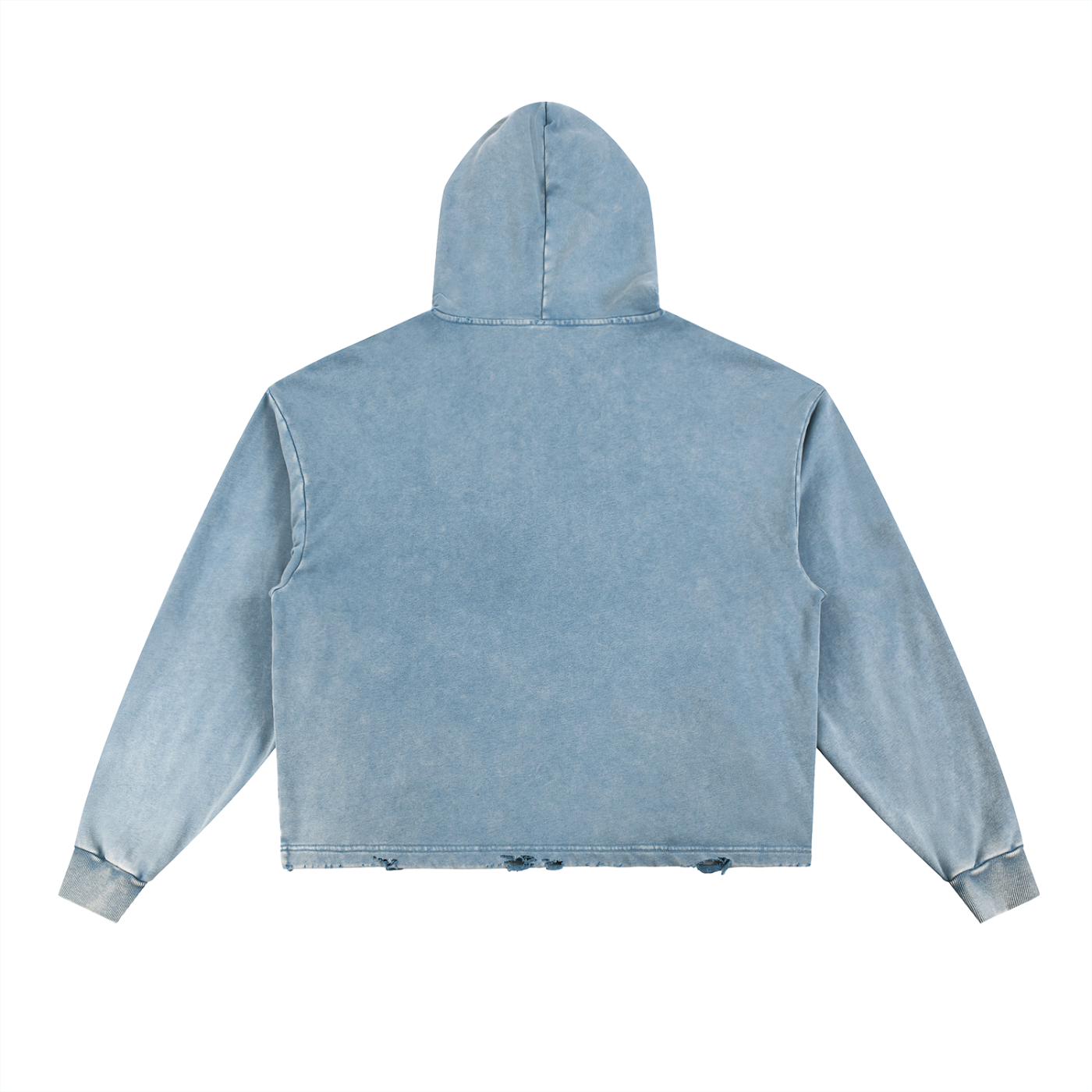 B67 Distressed Blue white silver Vintage Wash Hoodie